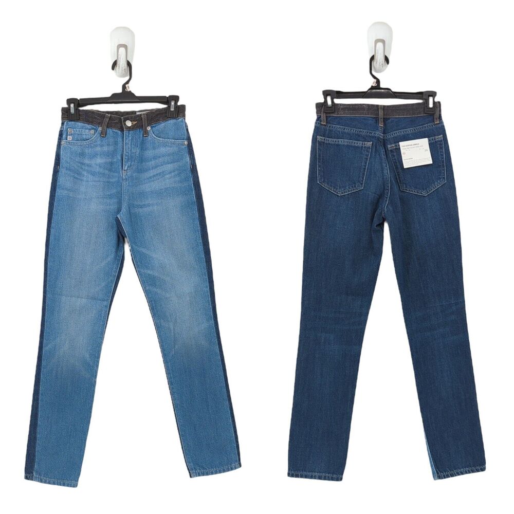 Adriano Goldschmied Women 24 Sophia Jeans Blue High Rise Skinny Colorblock NEW